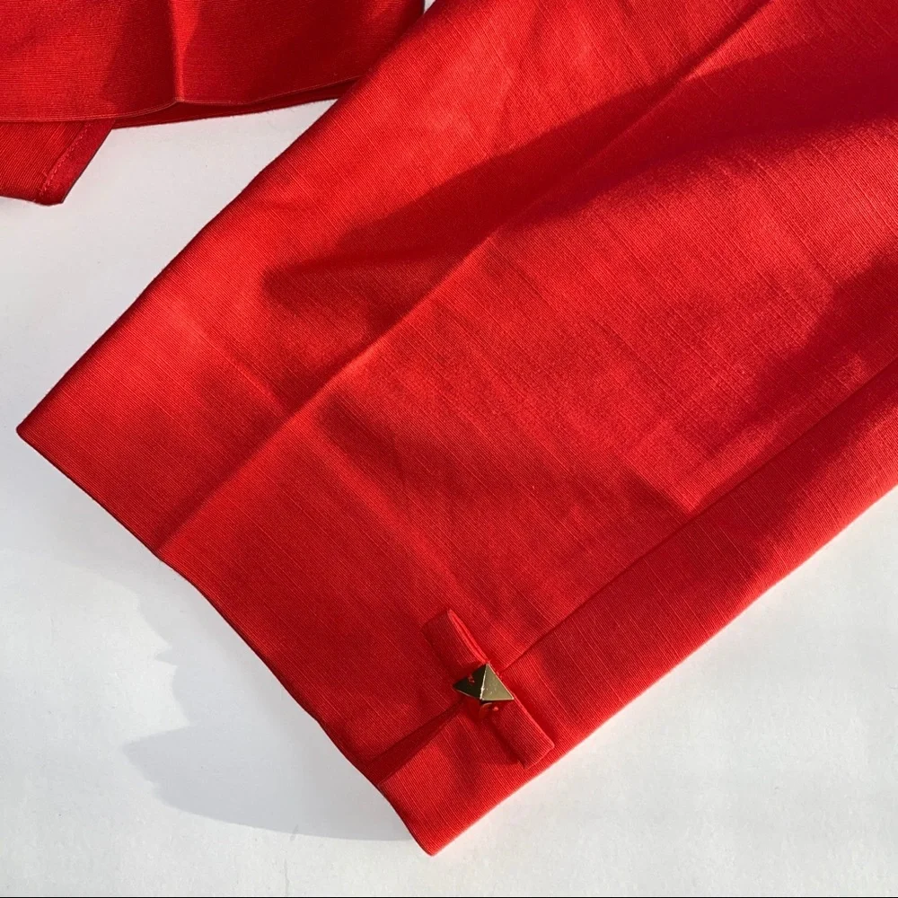 Kate Spade Red Jackie Crop Trouser Pants 10 Bows